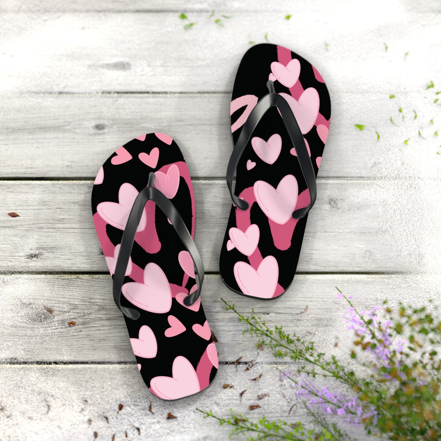 Pink Heart Flip Flops