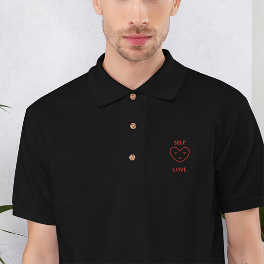 SELF-LOVE Embroidered Polo Shirt