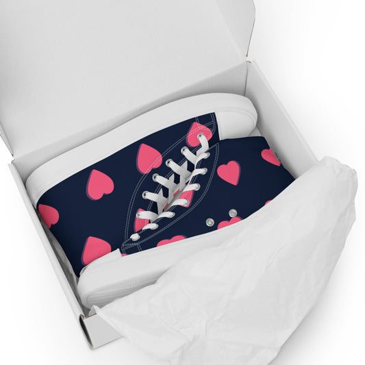 Women’s Pink Heart high top canvas shoes