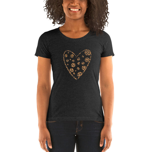 Ladies' Leopard Print Heart short sleeve t-shirt