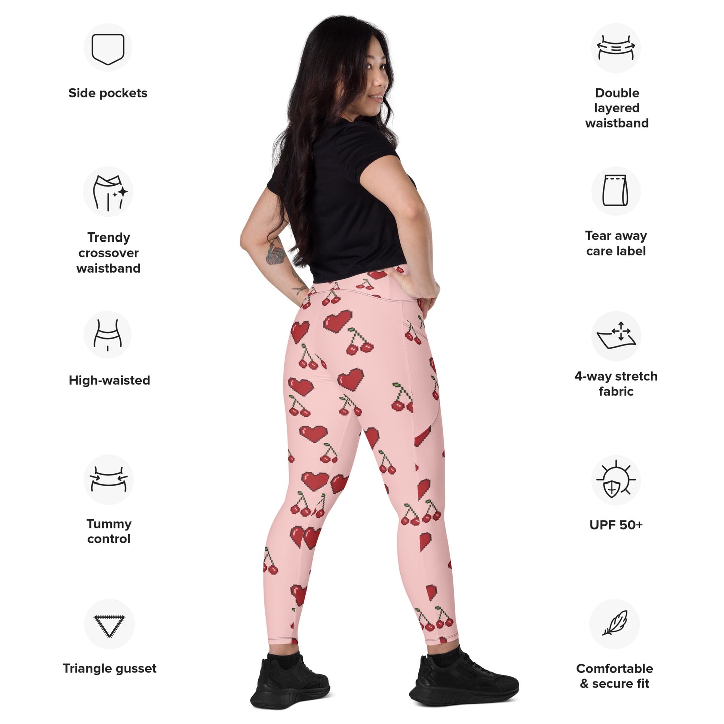 Heart Crossover leggings with pockets