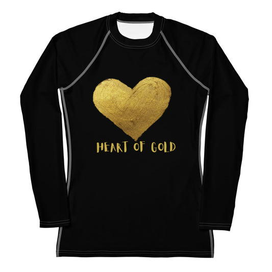 Heart of Gold Women's Long Sleeve Rash Guard Shirt
