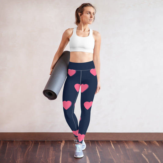 Pink Heart Yoga Leggings