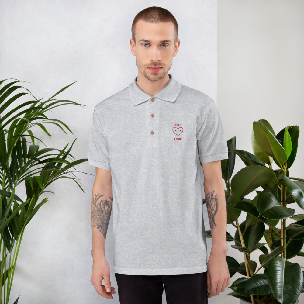 SELF-LOVE Embroidered Polo Shirt