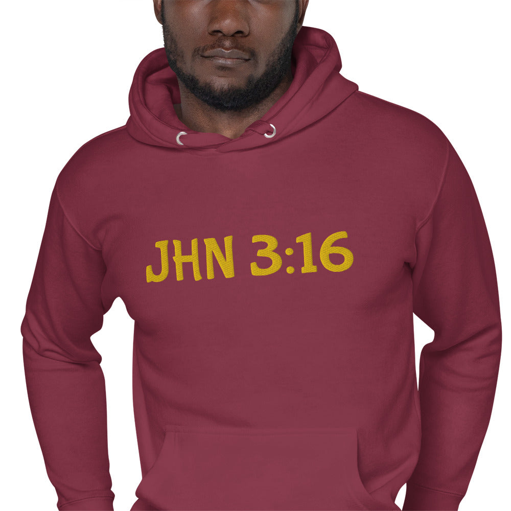 Unisex Embroidered JHN 3:16 Hoodie