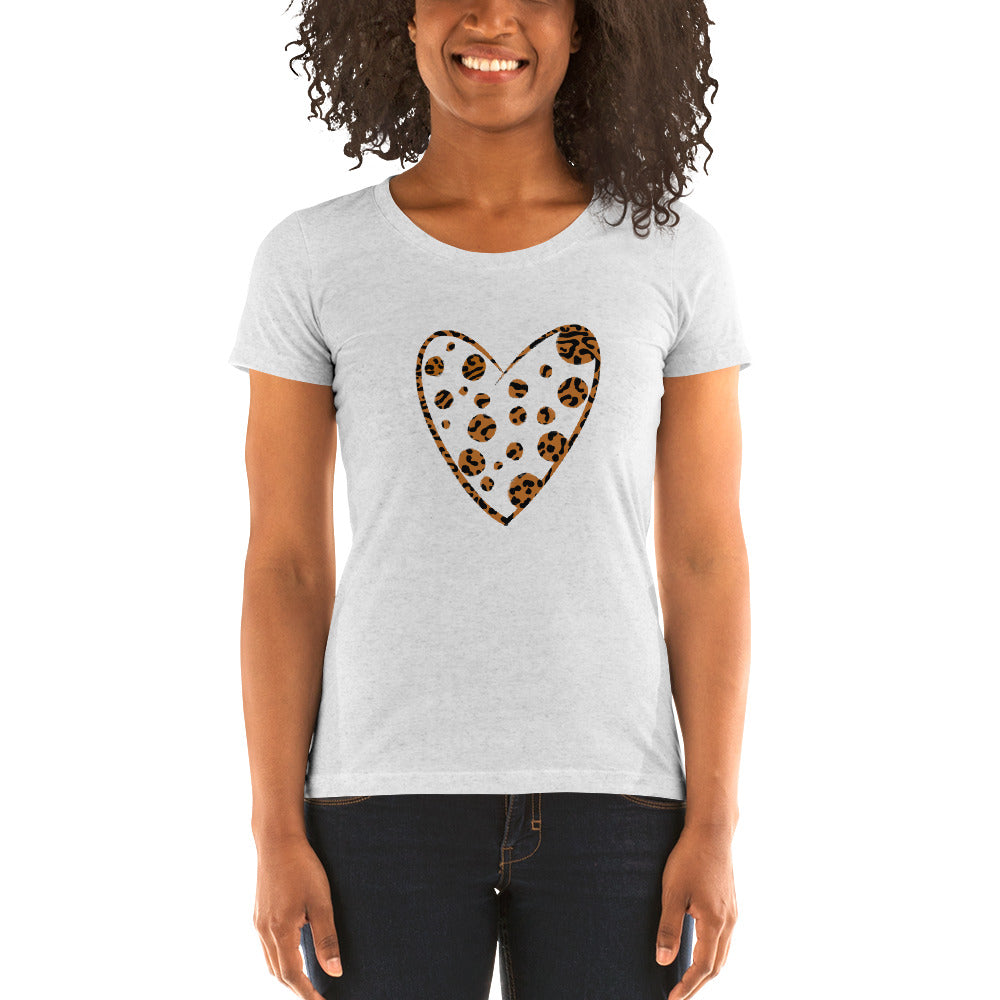 Ladies' Leopard Print Heart short sleeve t-shirt